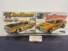Pair of Vintage MPC Model Car Kits, 1:25 Scale, Plymouth Road Runner & 76 Road Runner