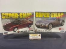 Pair of Sealed Lindberg Model Car Kits, 1:25 Scale, Chrysler Sebring & Atlantic, Super Snap Ultra