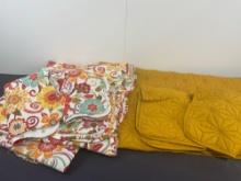 Pair of Quilted Duvet Covers, VCNY Mustard color & Floral Print, both w/ 2 Pillow Cases