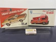 Pair of Model Car Kits, IMC & MPC, 1:25 Scale, Dodge Little Red Wagon & Hurst Hemi Under Glass