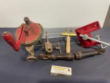Antique J.S. Cantelo Drawknife, Columbian Vise, Crank Driven Grinding Wheel & more
