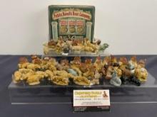 Large Assortment of Wade Miniature Figures, roughly 75 pieces & Vintage Public Benefit Tin