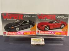 Pair of Car Model Kits, 1:24 Scale, AMT Snapfast Plus Viper The TV Series Viper RT/10 & Stealth R/T