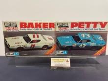 Pair of Car Model Kits, 1:24 Scale, MPC Buddy Bakers Nascar Charger & Richard Pettys Road Runner