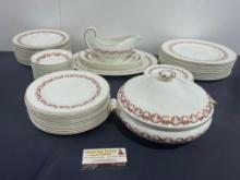 Vintage Wedgwood China, Handpainted Sandhurst Pattern, 63 pieces, Plates & Bowls Service for 12