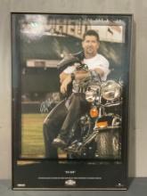 Framed Signed Edgar Martinez Poster, itled Ed-Gar, Destination Harley Davidson 37h x 25w inches