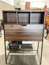 Modern walnut finish Secretary desk with storage and outlet bar - lightly used, good cond