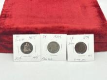 Group of 3 Scarce US Coins , key date 1874 Indian Head, 1926-S Buffalo & 1875 Silver Twenty Cent