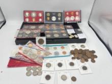 Large Collection of US Coins , Proof & Mint sets, plus Foreign silver coins