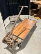 Vintage Metal & Wood Rolling Flatbed Cart. Very Good Condition. See pics.