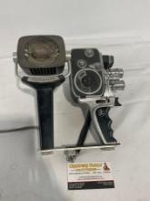 Vintage 1959 Bolex Paillard D8L 8mm Motion Film Camera, Sylvania Sun Gun Movie Light SG-1