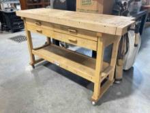 Windsor Design 60" Rolling Wooden Work Bench Model 93454. Good Condition. See pics.