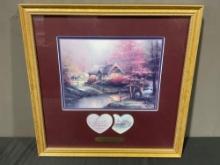 Framed Accent Print Litho titled Stepping Stone Cottage by Thomas Kinkade, 15h x 15w inches w/COA
