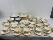 Vintage China, Homer Laughlin, 72 pcs, pair of Yellow Flower Patterns