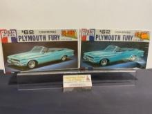 Pair of Model Kits, 1:25 Scale, Jo-Han 1962 Plymouth Fury, Both Sealed in box