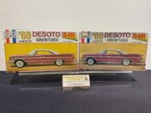 Pair of Model Kits, 1:25 Scale, Jo-Han 1960 Desoto Adventurer Hardtop, 1 Sealed, 1 opened