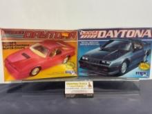 Pair of Model Kits, 1:25 Scale, MPC Dodge Daytona, Blue & Red / Blue Daytona is Sealed