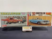 Pair of Model Car Kits, 1:25 Scale, Jo-Han Challenger Funny Car & 1962 Chrysler 300