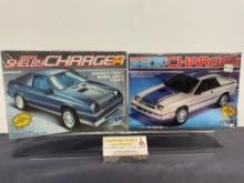Pair of Rare MPC Dodge Shelby Charger Model Car Kits, 1:25 Scale, Blue & White pieces