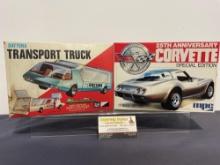 Pair of Model Car Kits, 1:25 Scale MPC, Daytona Transport Truck & 25th Anniversary Chevy Corvette
