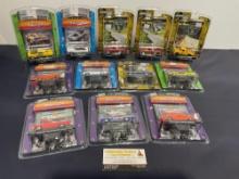 12 Greenlight Muscle Car Garage Model Cars, Dodge D-100 Trucks & Charger, Plymouth Road Runner