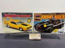 Pair of Model Car Kits, 1:25 Scale, MPC Knight Rider & Sealed Plymouth Road Runner