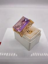 Custom designed Women's custom designed 14k gold Cocktail ring w/ Large Rectangular Amethyst ?