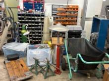 Large selection of assorted tools, Bins Full Nuts & Bolts , Rolling metal wire feed etc...