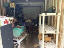 40" container wit Automobile parts, 4"x4" post , heavy rope , boxes of Wire feed Plus more