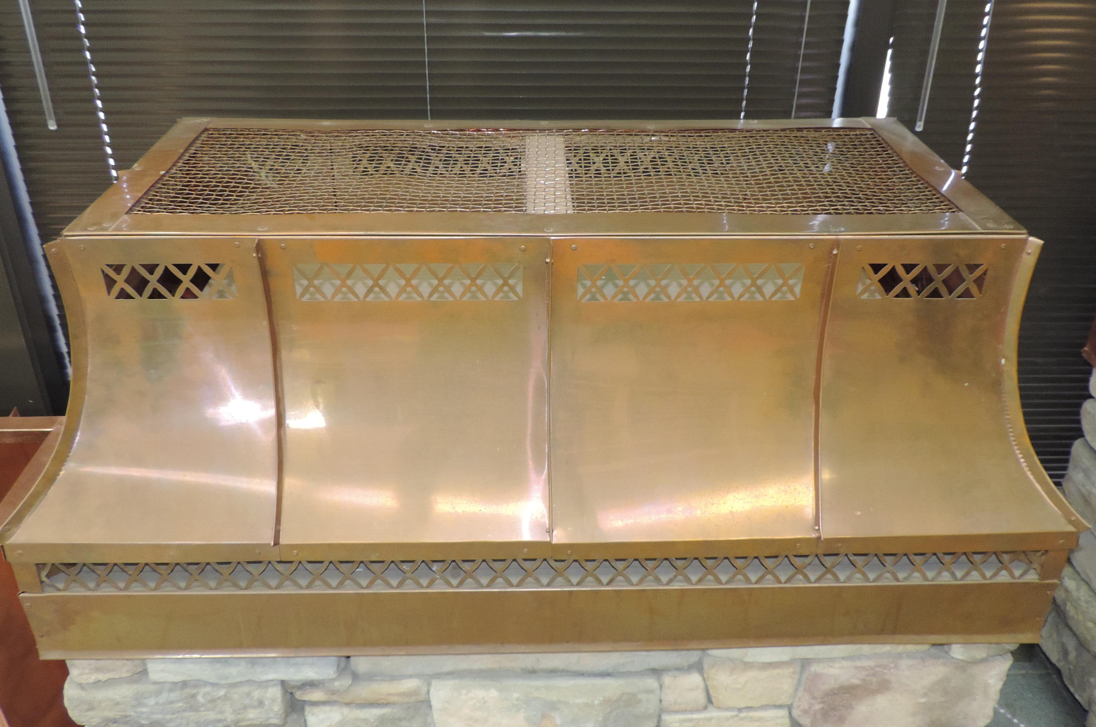 Copper Chimney Cap with Faux Chimney Display