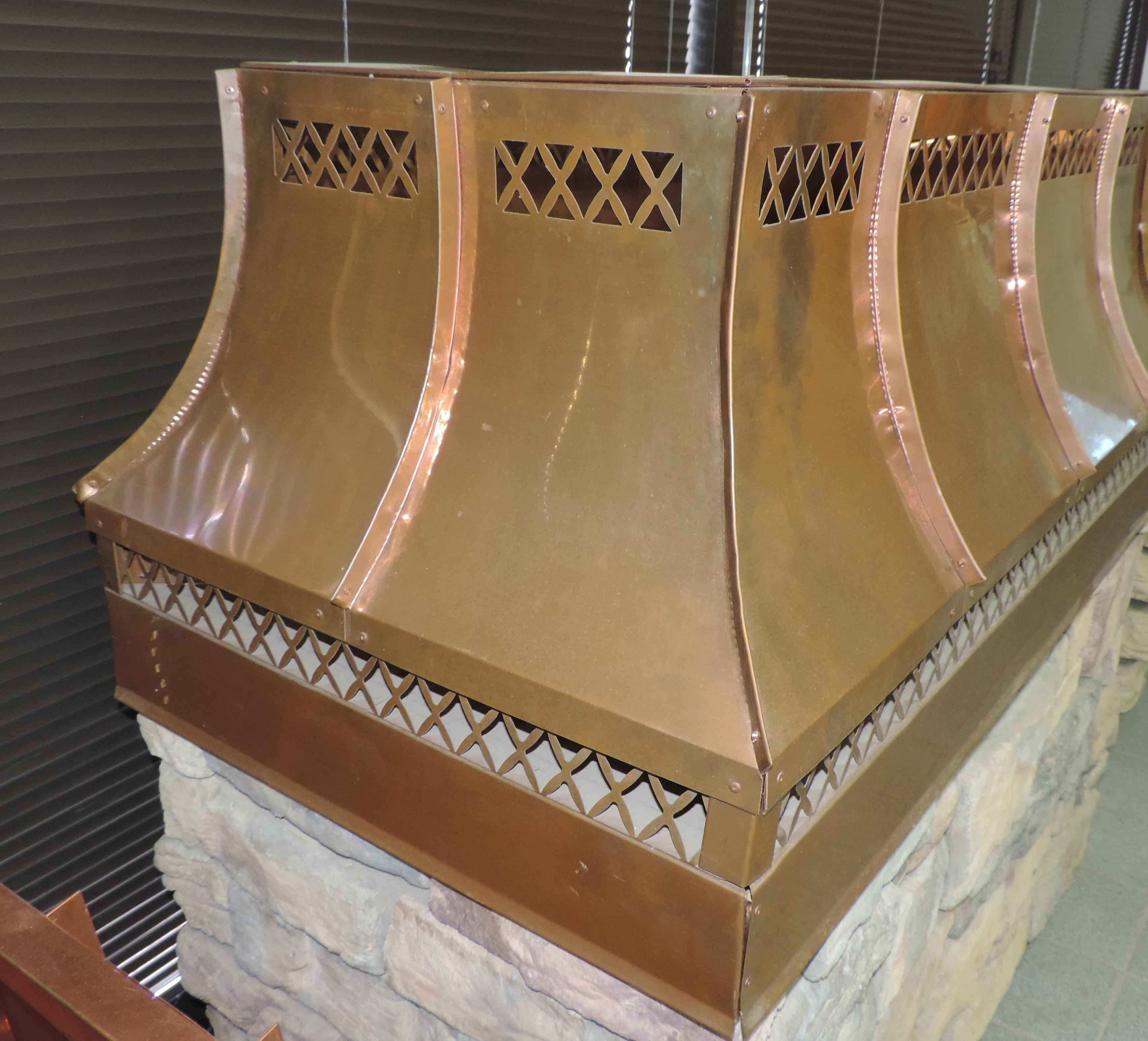 Copper Chimney Cap with Faux Chimney Display