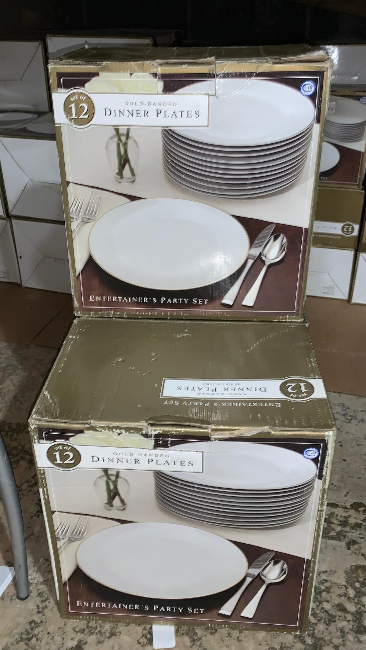 5 Boxes Of Gold Rimmed Dinner Plates