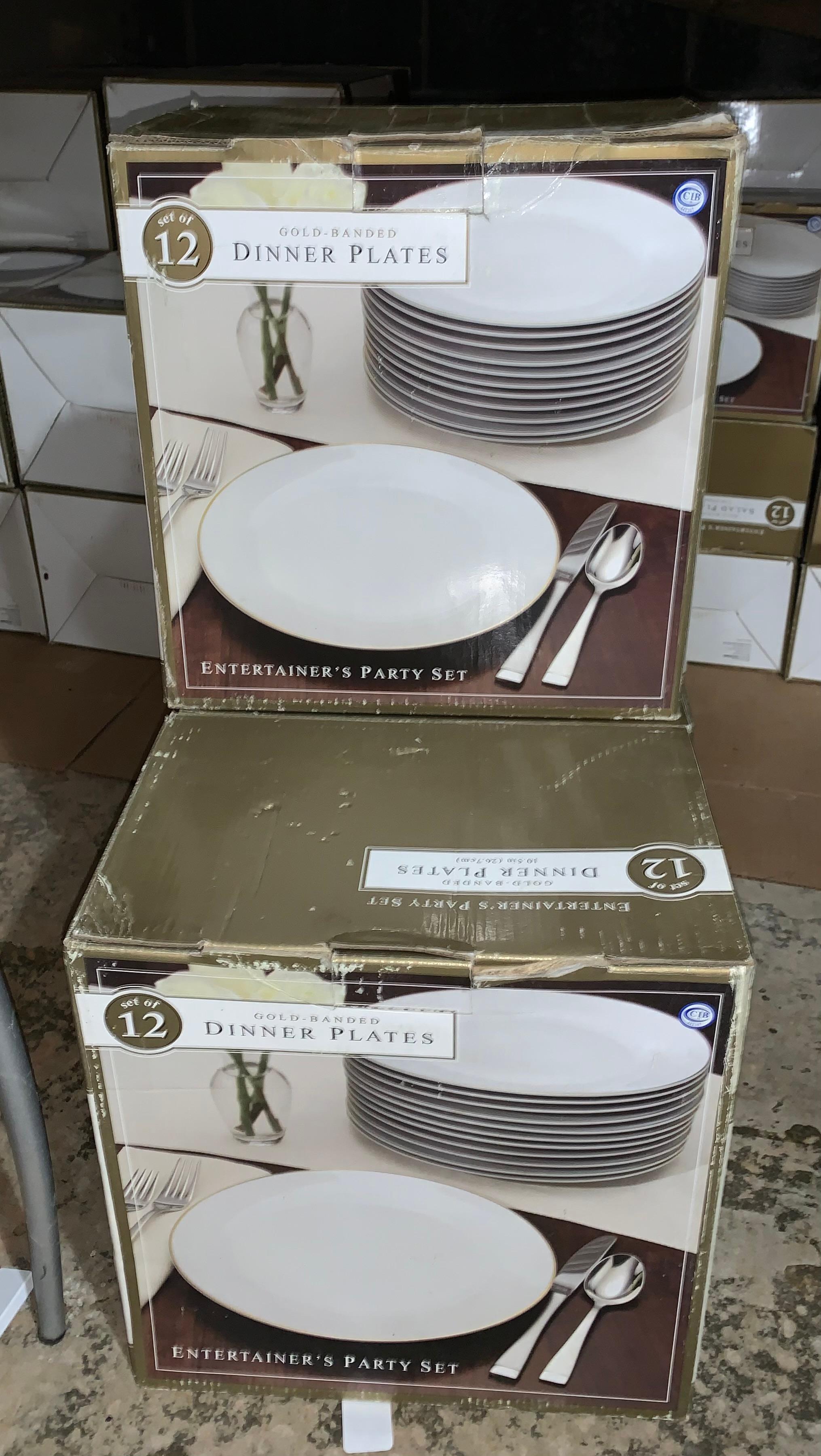 5 Boxes Of Gold Rimmed Dinner Plates