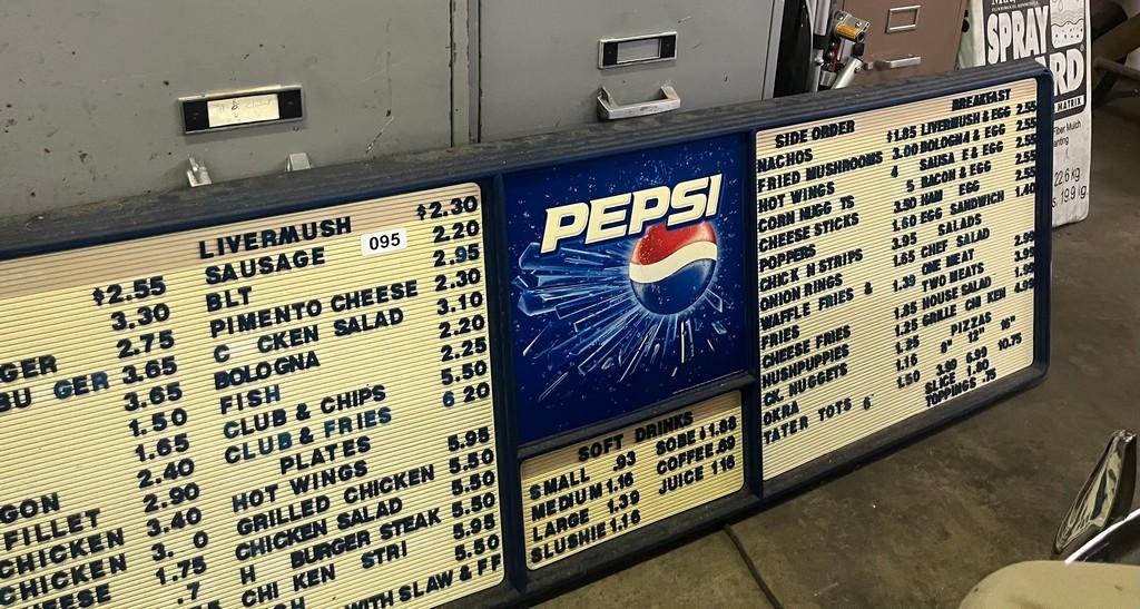 Vintage Original Pepsi Cola Menu Board