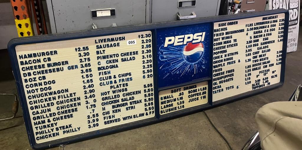 Vintage Original Pepsi Cola Menu Board