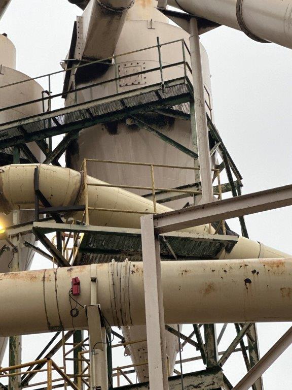 Cyclone Dust Collector w/ Frame Down to Rooftop