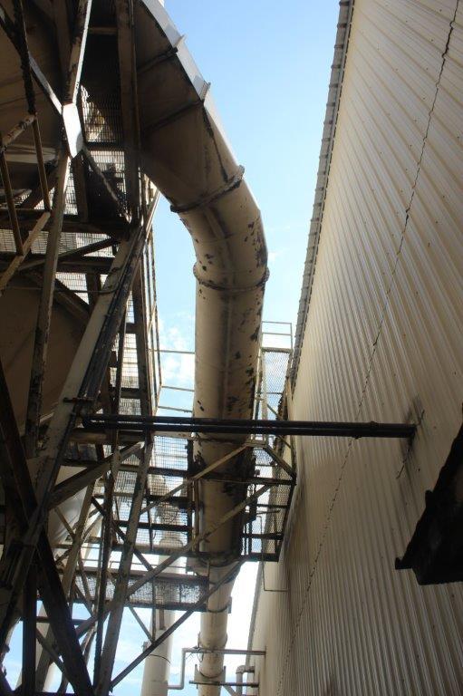 11' Baghouse Dust Collector w/Pipe to Blower & Building, No Subframe Struct