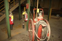 Ansul Wheeled Fire Extinguishers, (2) Wall Mounted Ext.