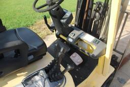 Hyster 550XM Forklift, Propane, Solid Tires, Triple Stage Mast w/Fork Posit