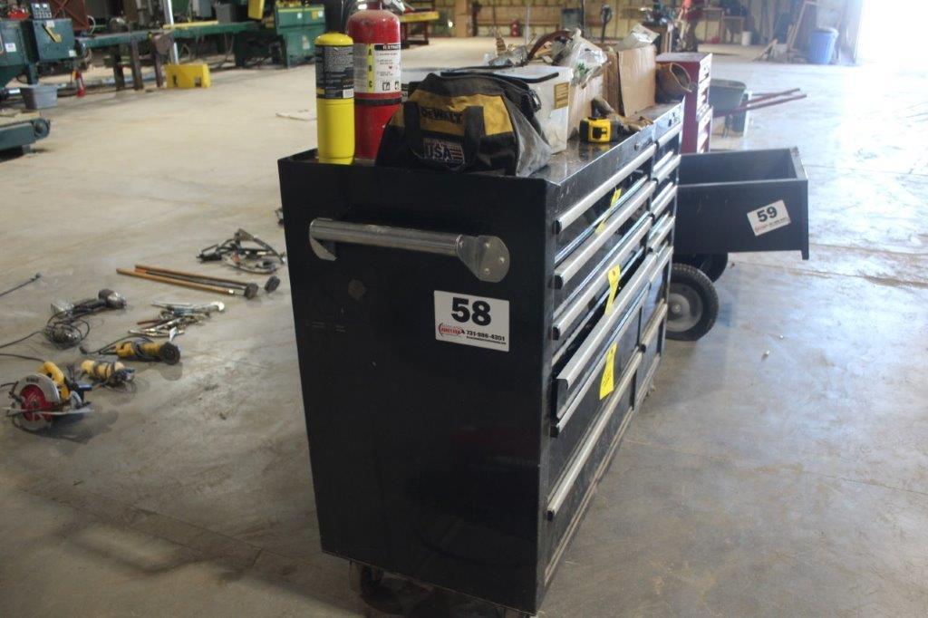 Locking Toolbox on Casters w/Remaining Contents