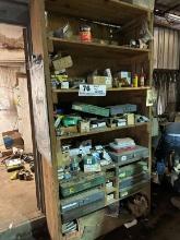 Wooden Shelf And Contents