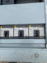 Square D 225 Amp 3 Phase I Line Panel Board With Main Breaker With (1) 15 Amp Breaker, 40 Amp And 70