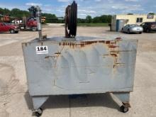 Approx 75 Gallon Oil Tank With Air Operated Pump With Hose Reel And Hose