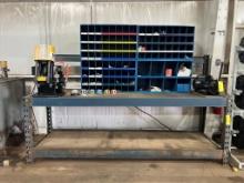 36inch X 10ft Worktable (Setup For Parker Hose Machine System and 4 Bins With Approx 90 New Parker