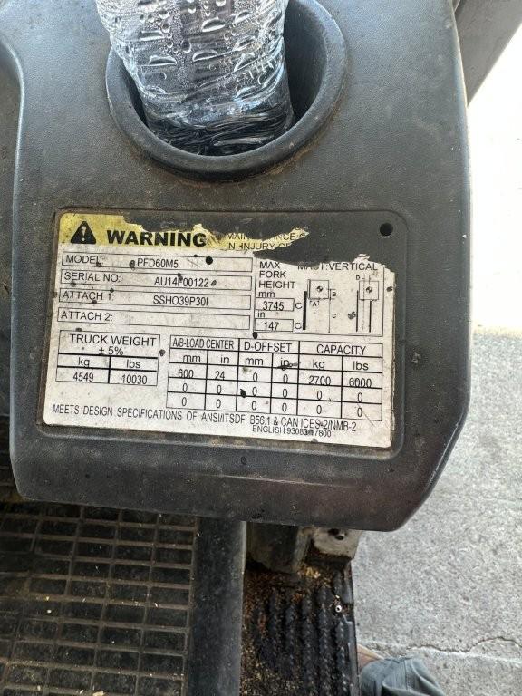 Unicarries 6000 Lb Forklift Model PFD60MS, Open Rops, 47inch Forks With Side Shift, Solid Tires, Die