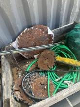 Wood Crate With Assortment Of Saw Blades