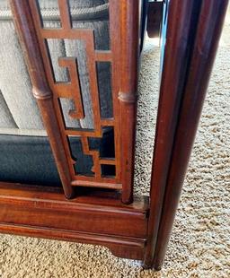 MAGNIFICENT ROSEWOOD 4 POSTER CANOPY QUEEN BED & (2) END TABLES (NO MAT SET)