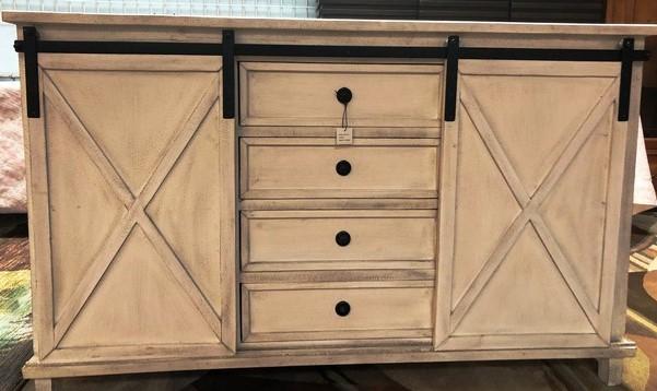 NEW WMC DESIGNER "BARN" DOOR STYLE TV STAND/SIDEBOARD