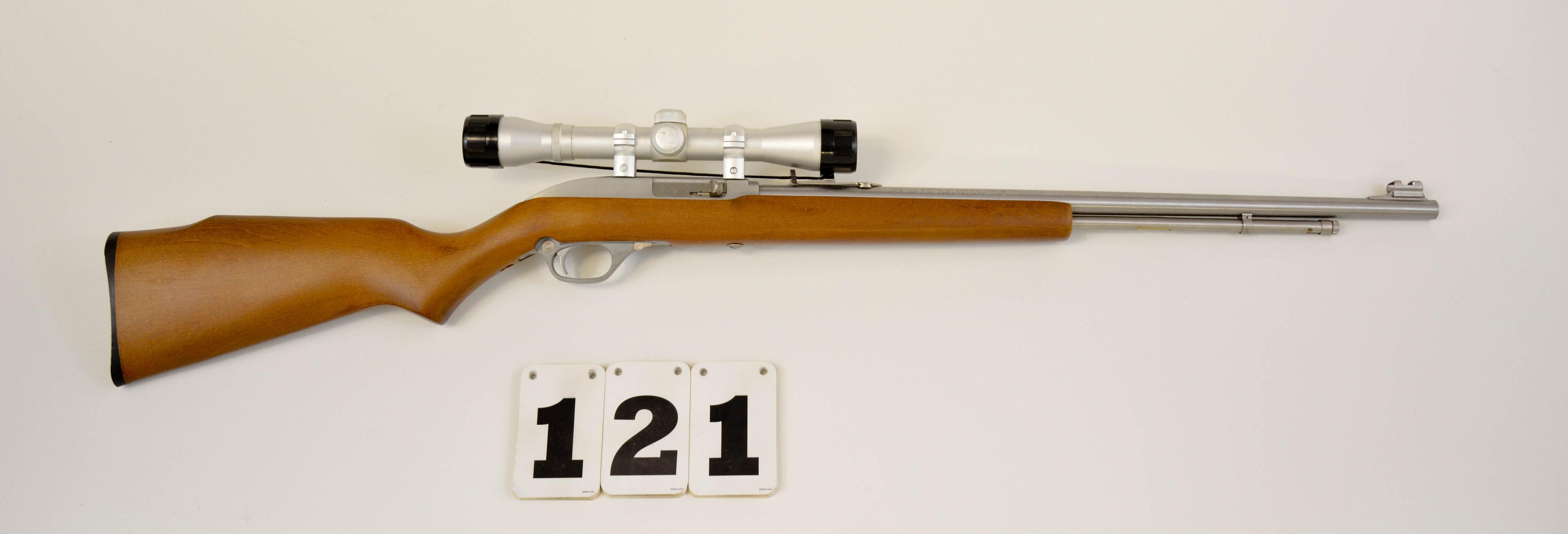 Marlin 60SB, .22 Semi-Auto., #06302768, Stainless over wood stock, w/Simmons scope, clean