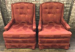 Pair Vintage Arm Chairs - Recently Recovered, 36" Tall - LOCAL PICKUP ONLY
